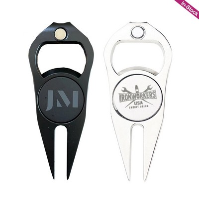 Zinc Alloy Divot Tool With Bottle Opener