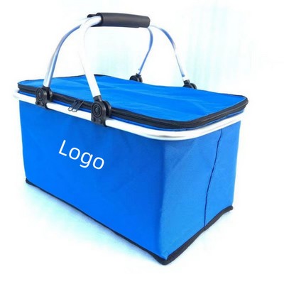 Collapsible Picnic Cooler Basket With Lid