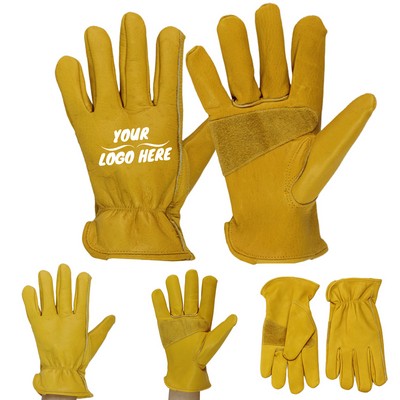 Yellow Leather Truck Driver Work Gloves