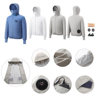 Men's Breathable Lightweight Cooling Jacket With Mini Fan