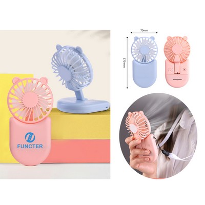 Neck Fan Mini Portable Handheld Fan Battery Operated Desktop Folding Fan USB Rechargeable Fan