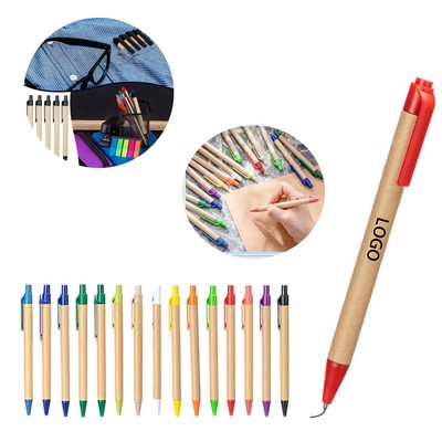 Retractable Push-Action Cardboard Ballpoint Pen