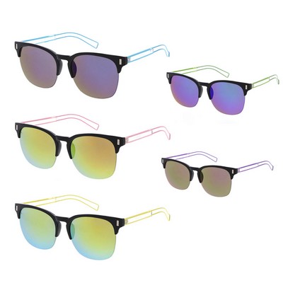 The Club Unisex Wire Tipped Sunglasses with Color Mirror Lens