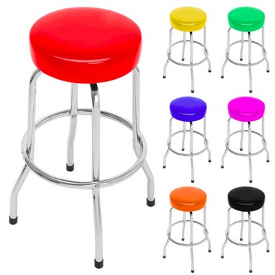 25" H Shop Stool with Leather Padded Frame