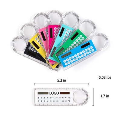 Multifunction Students 10Cm Ruler Solar Calculator