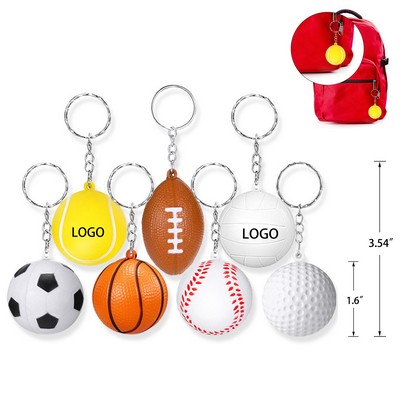 1.6" PU Foam Sport Balls With Keychain