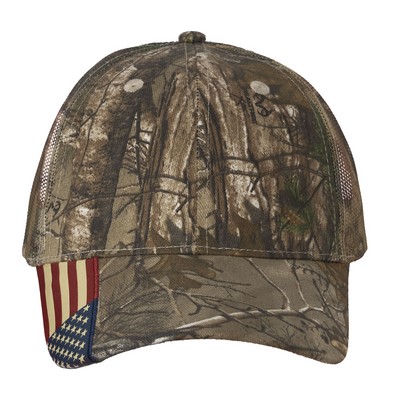 Kati Mesh Licensed Camo Cap w/Woven USA Flag