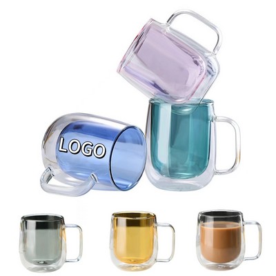 12oz Colored Double Walled Glass Coffee Mugs