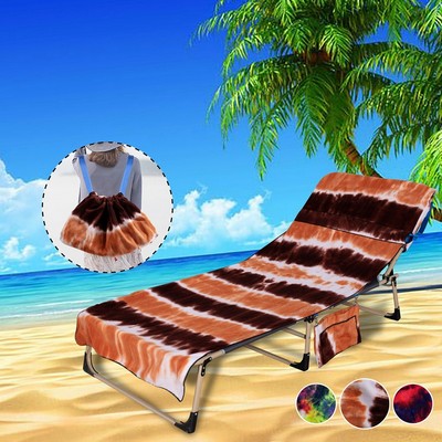 Beach Chair Cover w/Side Pockets Microfiber Chaise Lounge Chair Towel Cover Towel Backpack