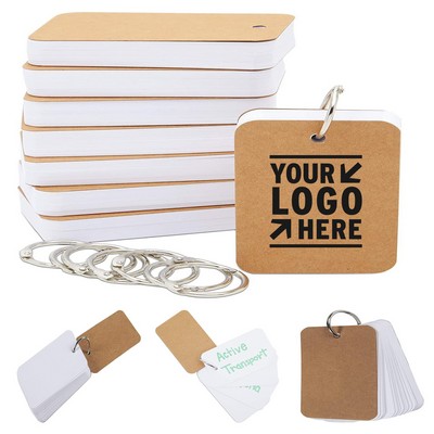 250 GSM 2.2 x 3.5 Inch 50 Sheets Blank Flash Cards with Rings for Study