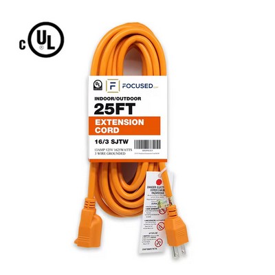 UL Listed 25FT 16/3 SJTW 16AWG 3prong 13A 125V Extension Cable