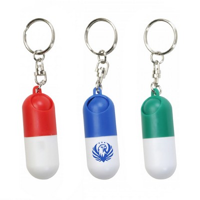 Capsule Shaped Pill Box With Key Ring