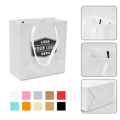 MOQ100 Handle White Card Foil Stamping Gift Clothing Store Shopping Bags