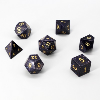 Customizable Blue Sandstone DND Polyhedral Dice Set