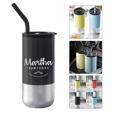 16oz Stainless Steel Tumbler with Straw