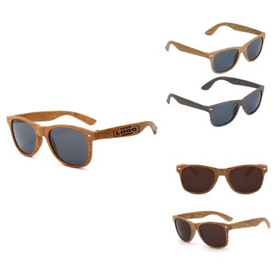 UV400 Wood Grain Sunglasses