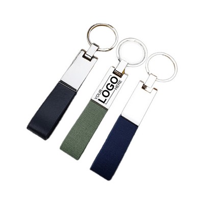 Genuine Leather Zinc Alloy Keychain