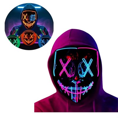 LED Neon Halloween Light-Up Face Masks for Party Cosplay