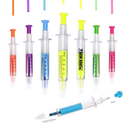 Syringe Shaped Pen With Hightligher