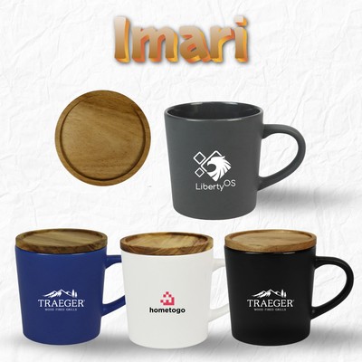 Imari Ceramic Mug with Dual-Function Lid/Coaster