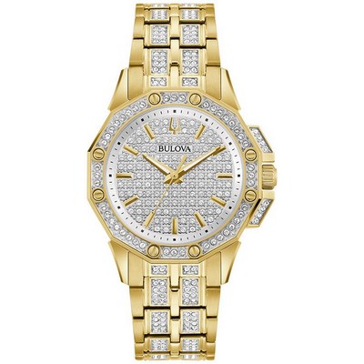 Bulova Watches Ladies' Crystal Octava Collection, Gold-Tone Stainless Steel Bracelet Watch