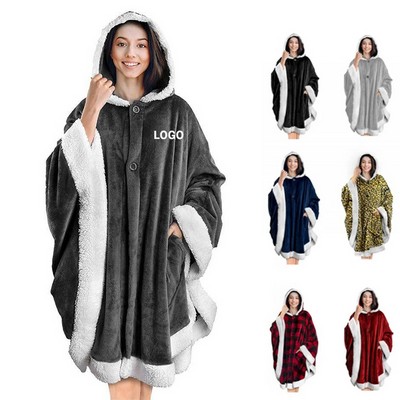 Hooded Poncho Warm Cape Blanket