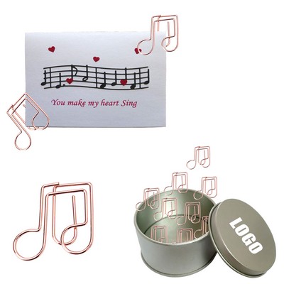 Music Bass Notes Clef Shaped Paper Clips in Tin Box