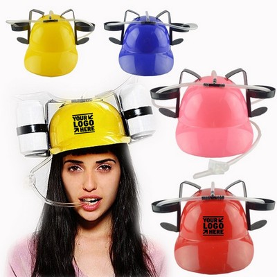 Fun Drinking Helmet Hat for Beer and Soda with Straw