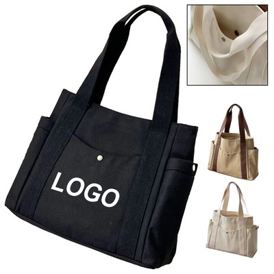 Multi Compartment Canvas Women Tote Bag