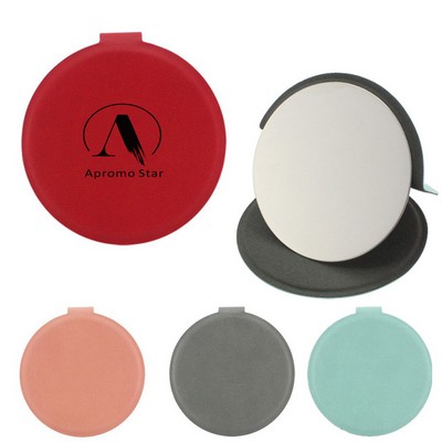 Round Makeup Mirror With PU Leather Cover