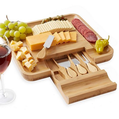 Large Bamboo Charcuterie Board with Cheese Knives Set