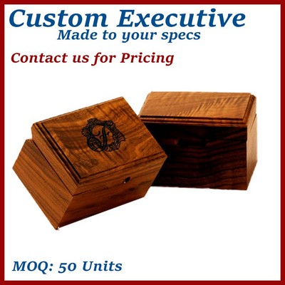 Hinged American Walnut Wooden Box for Business Cards - made to order, low minimums