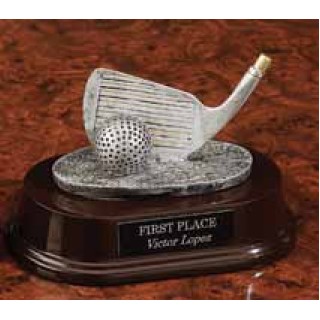 Resin Golf Club In Pewter Trophy