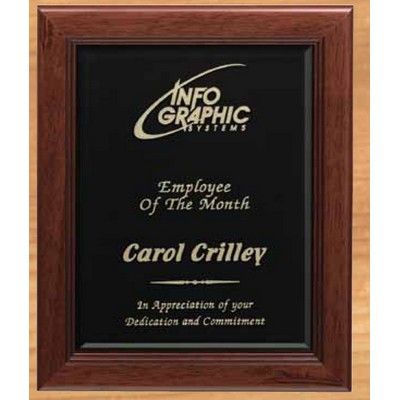 Black Glass Plaque In Rosewood Frame (12"x15")