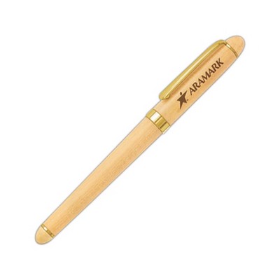 Maplewood Roller Ballpoint Pen With Gold Trim