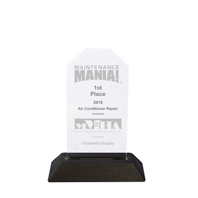 5" Prism, Clipped Corners or Peak Shaped Acrylic Award in Black Base