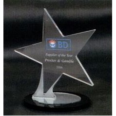 8" Acrylic Star Award on Black & Mirror Oval Base