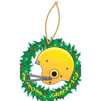 Football Helmet Promotional Wreath Ornament w/ Black Back (8 Square Inch)