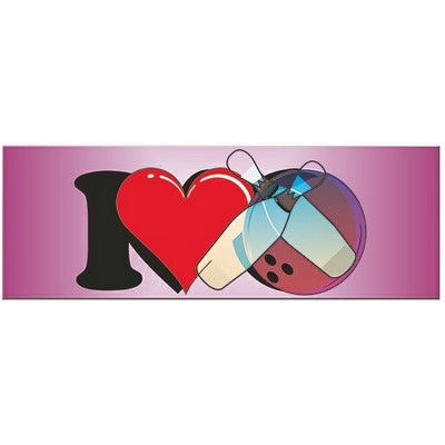 I Love Bowling Panoramic Badge w/ Bar Pin (1 5/8"x4 5/8")