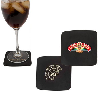 Atlantis Bonded Leather Square Coaster Set (Black)