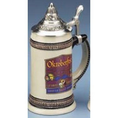 Custom Cream Glazed Stoneware Stein w/Conical Lid