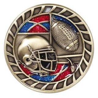 Medal, "Football" Glitter - 2-1/2" Dia.