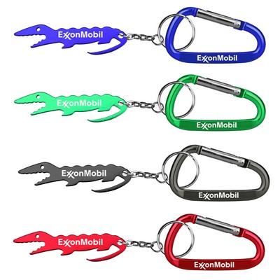 Alligator/ Crocodile Shape Bottle Opener with Key Chain & Carabiner