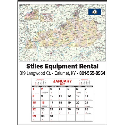 Small Kentucky State Map Full Apron Calendar