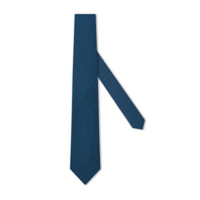 Polyester Woven Necktie - Tonal waves Navy