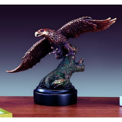 Light Copper Finish Eagle on Tree Stump Trophy w/ Round Base (13"x8")