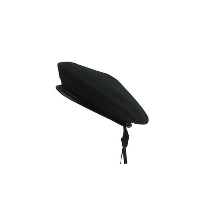 Black Wool Monty Beret Cap