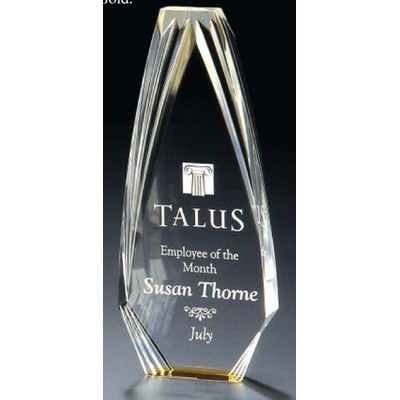 Gold Diamond Obelisk Award w/ Mirror Bottom & Reflective Top (3 1/2"x 8")