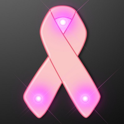 Pink Awareness Ribbon Blinking Pin - BLANK