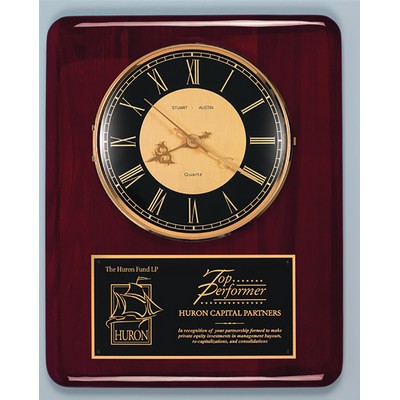 Piano Finish Rosewood Plaque/ Clock w/Glass Bezel Front (12"x15")